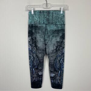 Evolution of Creation Gray Green Geometric Floral Leggings Medium